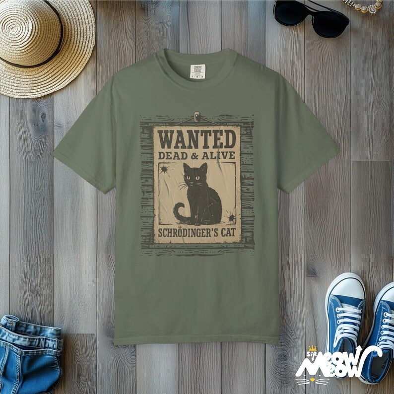 Schrödinger's Cat Comfort Colors Shirt: Funny Science Tee Moss
