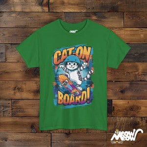 Skateboarding Cat Graphic T-Shirt: Fun Gift for Skaters image 10