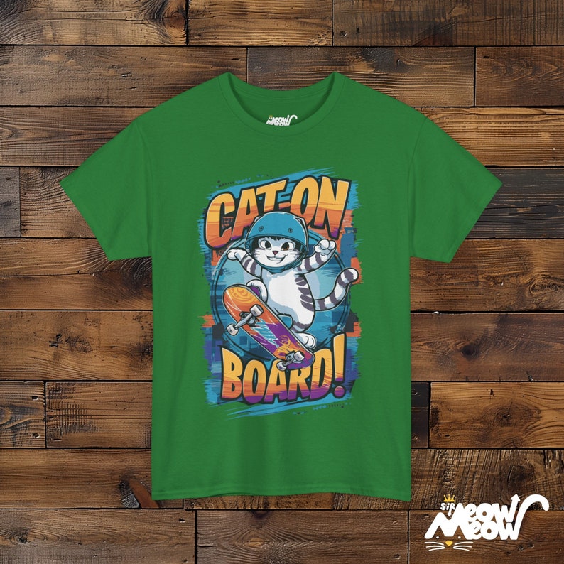 Skateboarding Cat Graphic T-Shirt: Fun Gift for Skaters image 10