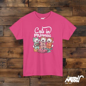 Cats in Pyjamas - Adorable Sleepover Design Unisex T-shirt Heliconia