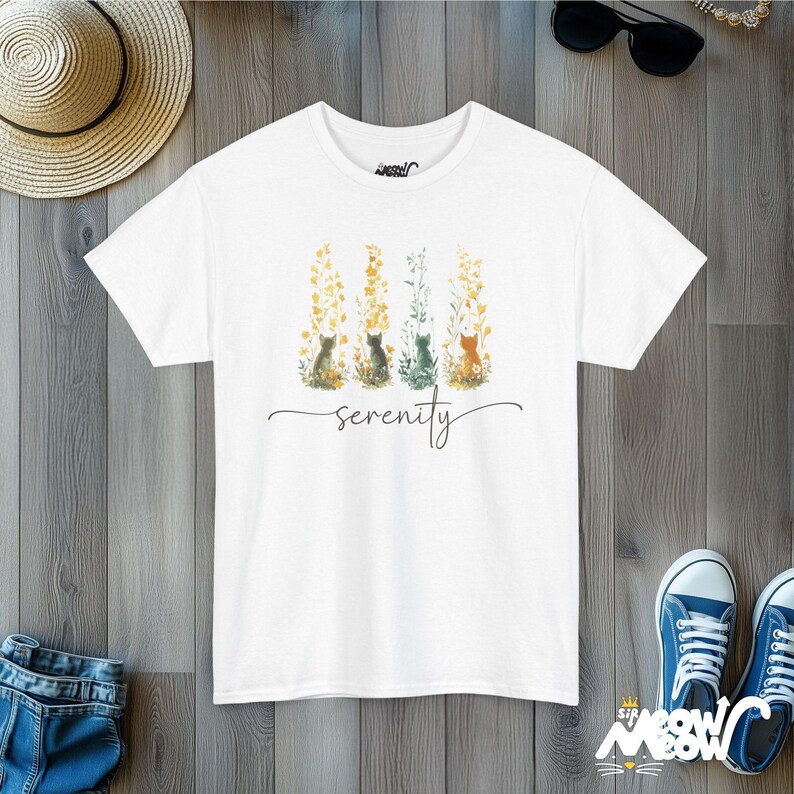 Serenity Cats T-Shirt: Nature-Inspired Feline Graphic Tee image 4