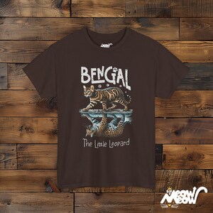 Bengal Tiger Graphic T-Shirt: Wildlife Cotton Tee Dark Chocolate