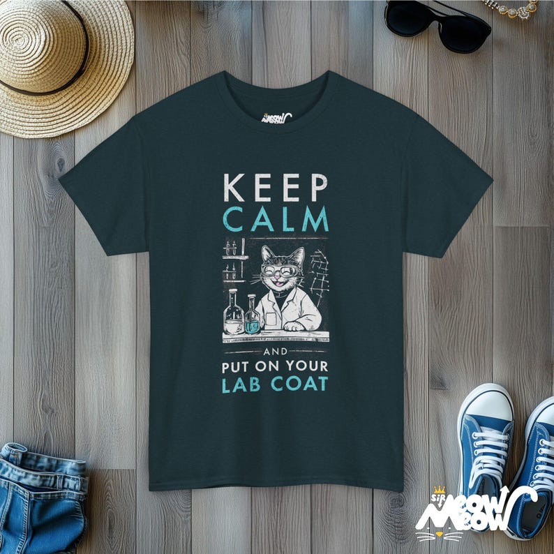 Shirt kattenwetenschapper: grappig T-shirt wetenschapsliefhebber Midnight