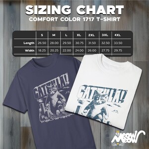 Funny Catzilla Cat T-Shirt: Comfort Colors Unisex Tee image 3