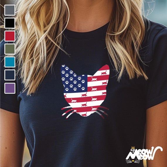Patriotic Cat T-Shirt: USA Flag 4th of July Tee