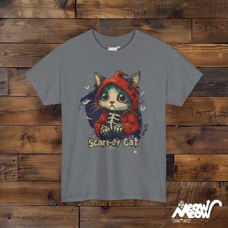 Camiseta de Halloween de gato aterrador, sudadera con capucha de esqueleto de gato espeluznante Graphite Heather