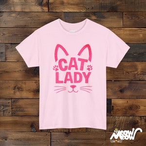 T-shirt drôle de femme de chat, t-shirt unisexe graphique de visage de chat Light Pink