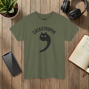 Catastrophe Cat T Shirt, Minimalist Graphic Tee, Indie Alt Streetwear image 5
