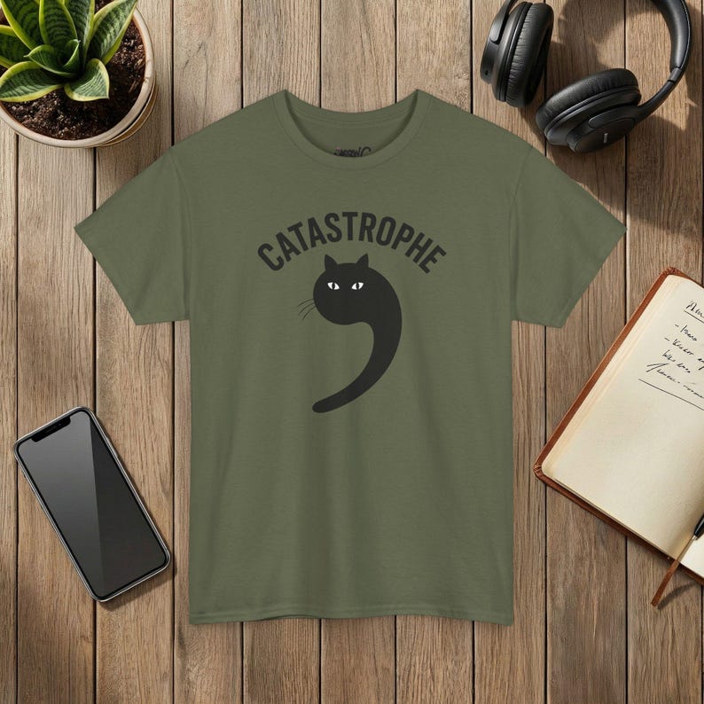 Catastrophe Cat T Shirt, Minimalist Graphic Tee, Indie Alt Streetwear image 5