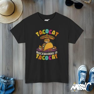 Taco Cat Palindrome T-Shirt | Funny Graphic Tee Black