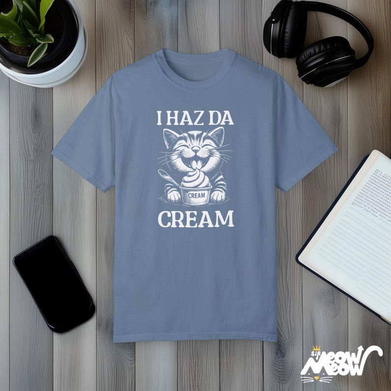Camiseta "I Haz Da Cream Cat": Meme divertido para amantes de los gatos Blue Jean