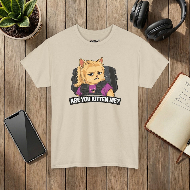 „Are You Kitten Me“-Katzen-T-Shirt, Grumpy Kitten Grafik-T-Shirt Bild 4