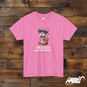 Patriotic Cat T-Shirt: Funny MAGA Meowing Design, Unisex Tee Azalea