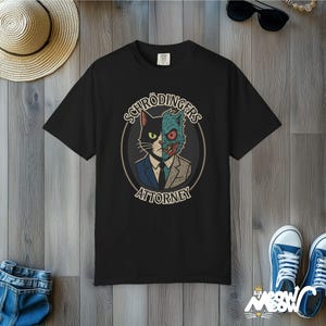 Schrödinger's Cat Attorney T-Shirt: Funny Physics Pun Comfort Colors Tee Black