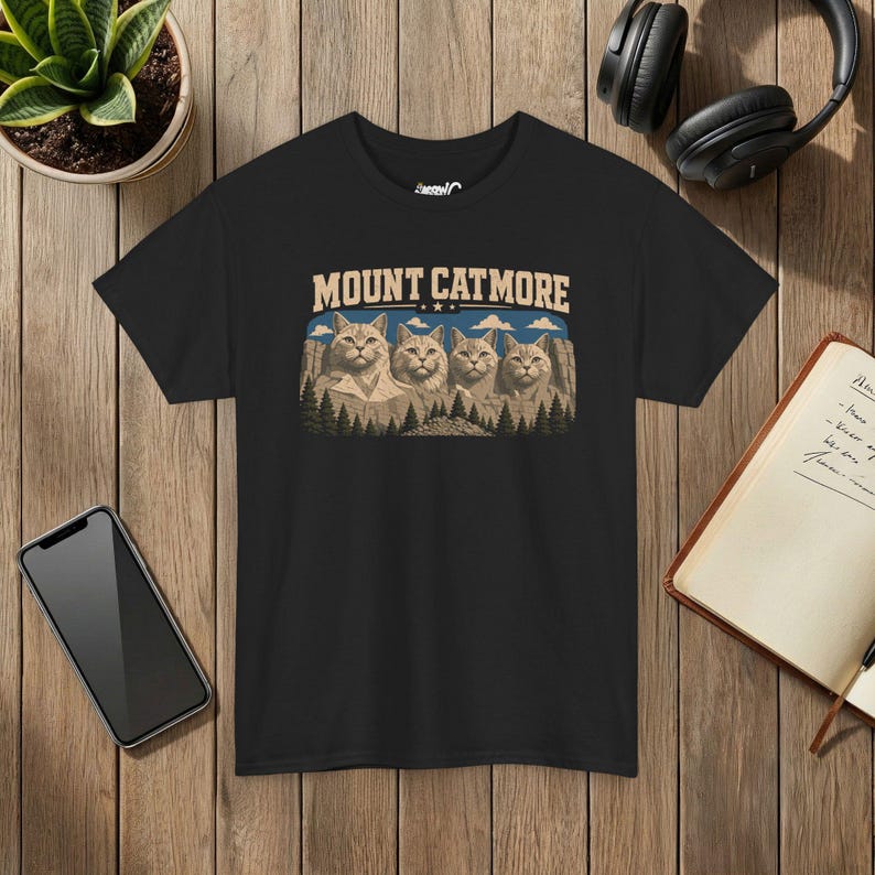 Mount Catmore T-Shirt, Funny Cat Lover Graphic Tee, National Park Style, Cat Dad Gift image 2