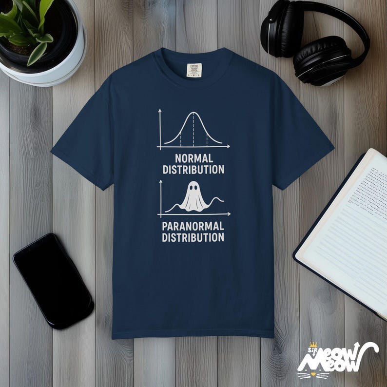 Funny Stats Ghost T-shirt: Paranormal Distribution Comfort Colors T-shirt True Navy
