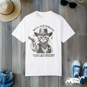 Cowboy Cat T-Shirt: Funny Western Graphic Tee - Comfort Colors White