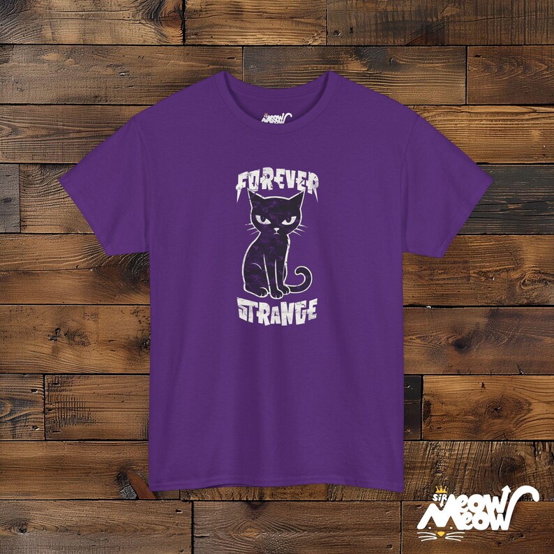 Goth Cat Shirt, Forever Strange Unisex Tee, Alt Style Tshirt Purple