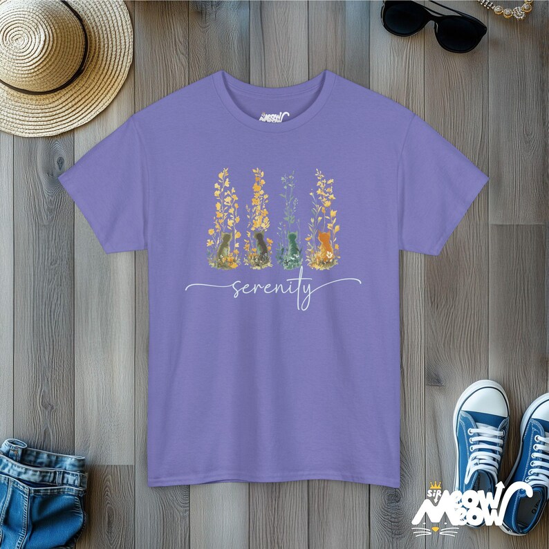 Serenity Cats T-Shirt: Nature-Inspired Feline Graphic Tee image 10