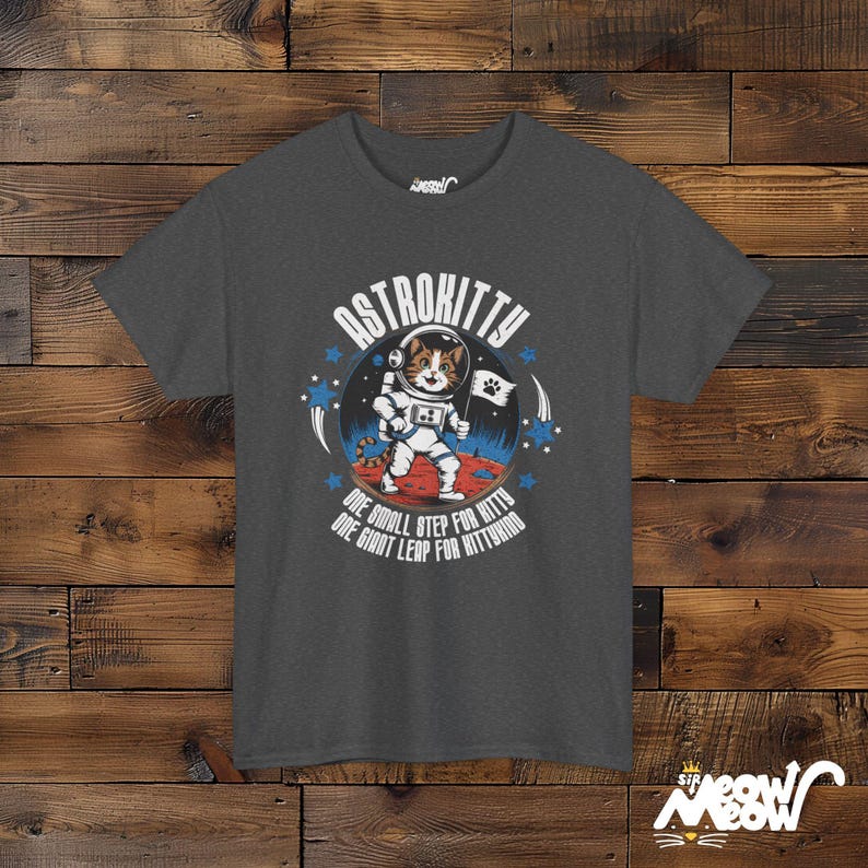 AstroKitty T-Shirt: Space Cat Adventure Unisex Tee Dark Heather