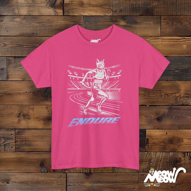 Cat Runner T-Shirt: Motivational Athlete Unisex Tee Heliconia