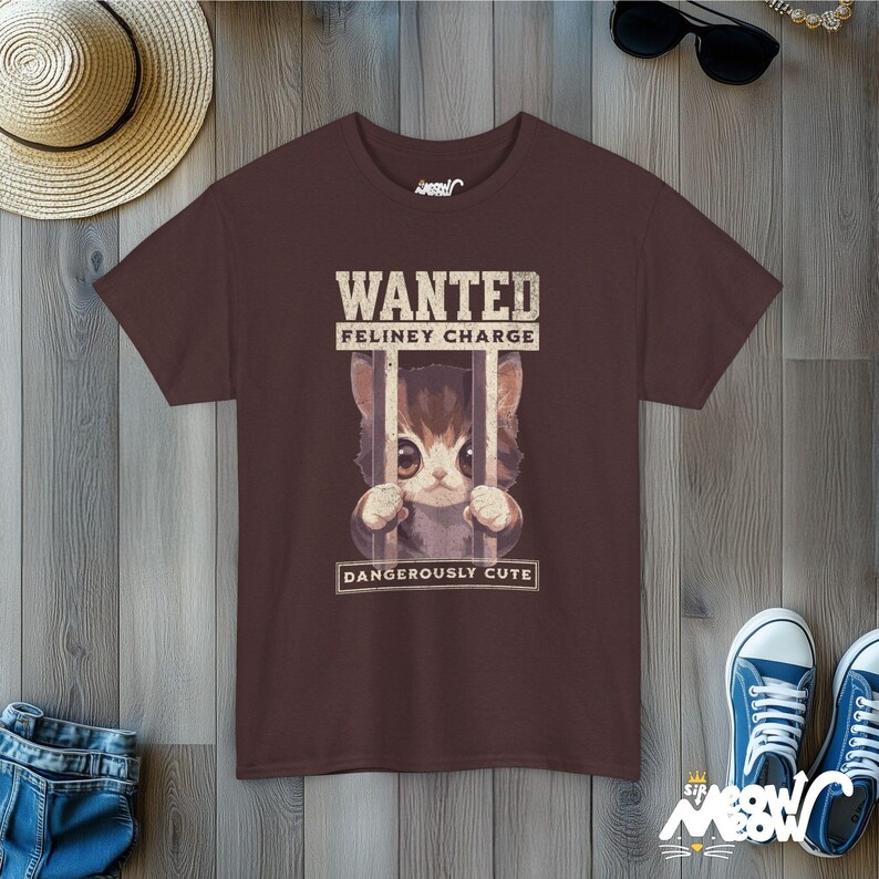 Funny Cat T-Shirt | 'Feliney Charge' Kitten Tee Russet