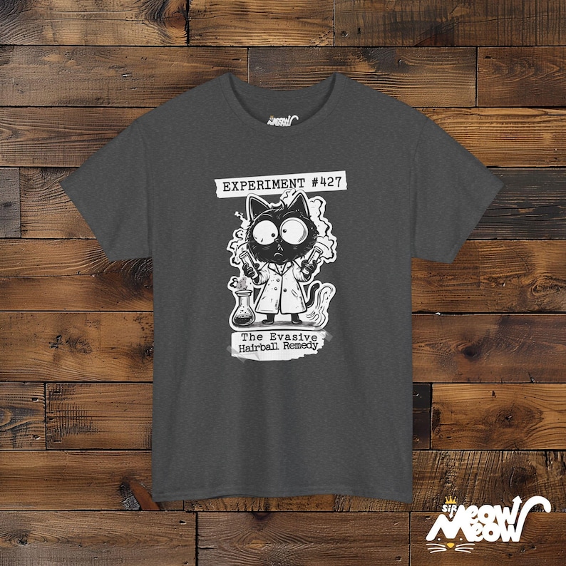Funny Mad Scientist Cat T-Shirt: Science Humor Gift Dark Heather