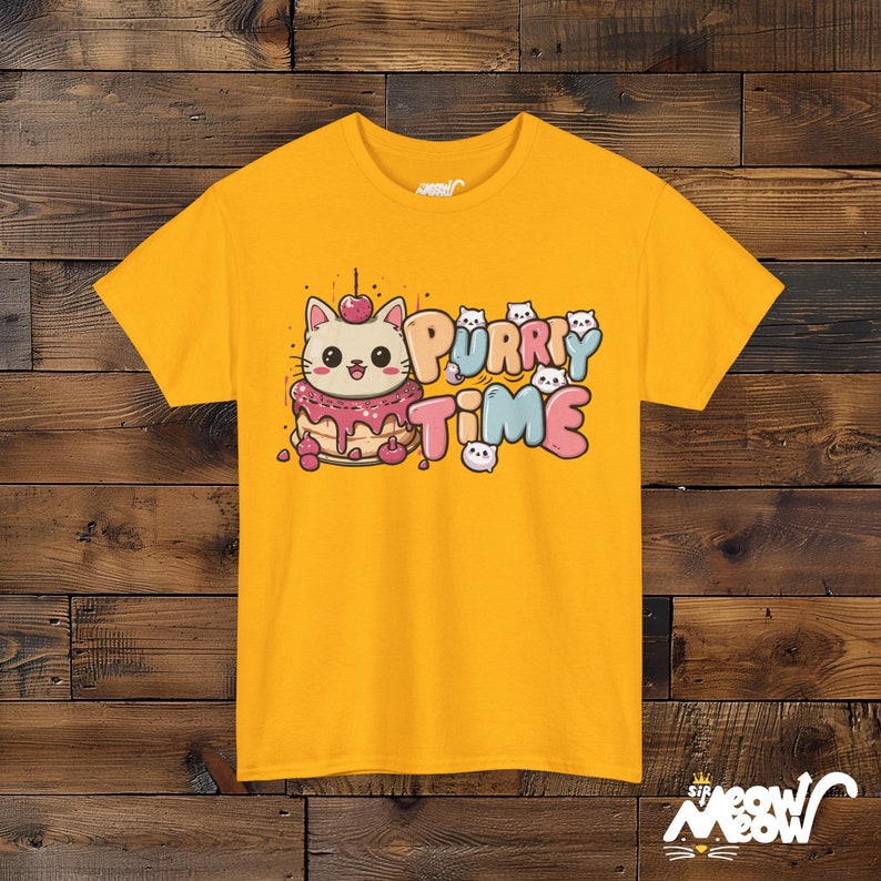Purrty Time Katzen Shirt - Geschenk für Katzenliebhaber Gold