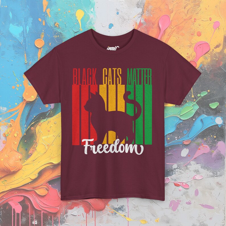 Maglietta Juneteenth Black Cats Matter, maglietta BLM Freedom, maglietta grafica Equality & Heritage, regalo premuroso Maroon