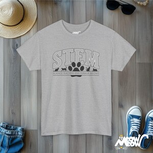 STEM Cat T-Shirt: Science Teachers Encourage Meows Sport Grey