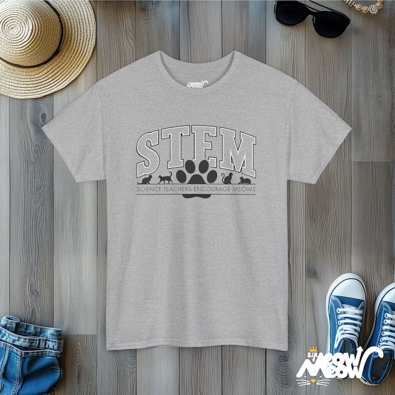 STEM Cat T-Shirt: Science Teachers Encourage Meows Sport Grey