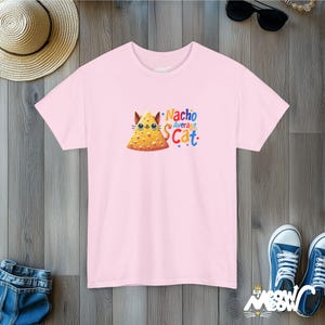 Nacho Average Cat T-Shirt | Funny Cat Pun Tee | Quirky Taco Lover Gift Light Pink