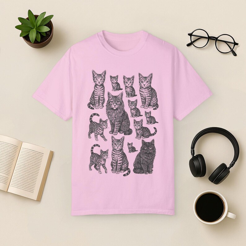 Comfort Colors Vintage Tabby Cat Shirt: Cat Lover Gift Blossom