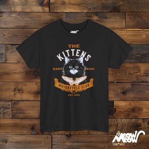 Lustiges Katzen Biker T-Shirt: Vintage Motorrad Club T-Shirt Black