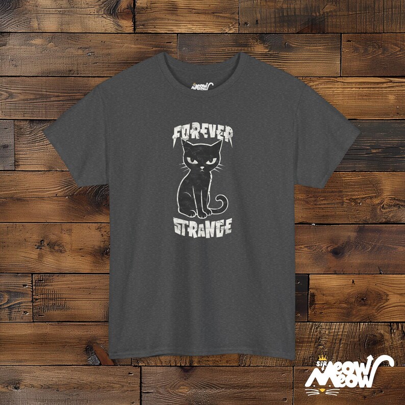 Goth Cat Shirt, Forever Strange Unisex Tee, Alt Style Tshirt Dark Heather