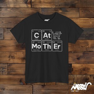Cat Mother Science T-Shirt: Periodic Table Elements, Cat Lover Gift Black