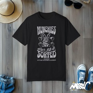 Funny Easter Cat T-Shirt, 420 Munchies, Unisex Graphic Tee Black