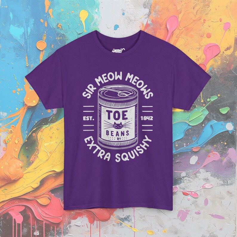 Sir Meow Meows Zeh Bohnen T-Shirt: Vintage Katzenliebhaber Tee Purple