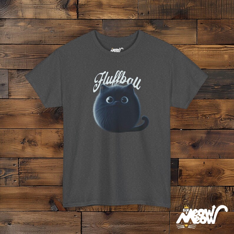 Camiseta de gato negro esponjoso: un regalo adorable para los amantes de los gatos Dark Heather