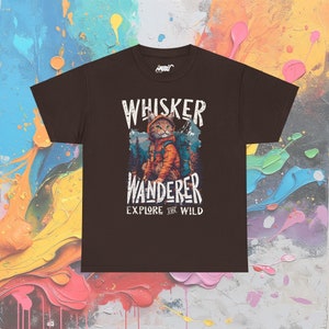 Whisker Wanderer Cat T-Shirt: Adventure Kitty Explore Tee Dark Chocolate