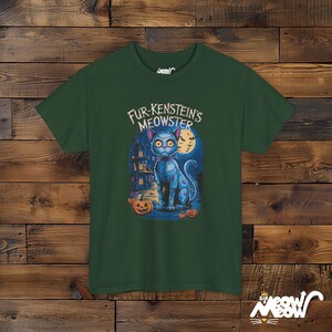 Koszulka unisex Fur-Kenstein's Meowster Halloween Cat, upiorny wzór Frankenstein Cat zdjęcie 7