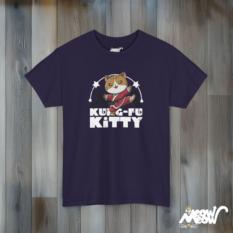 Kung Fu Kitty T-Shirt: Funny Martial Arts Cat Tee Blackberry
