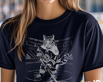 Hockey Cat Unisex T-shirt: Playful Feline Athlete Design