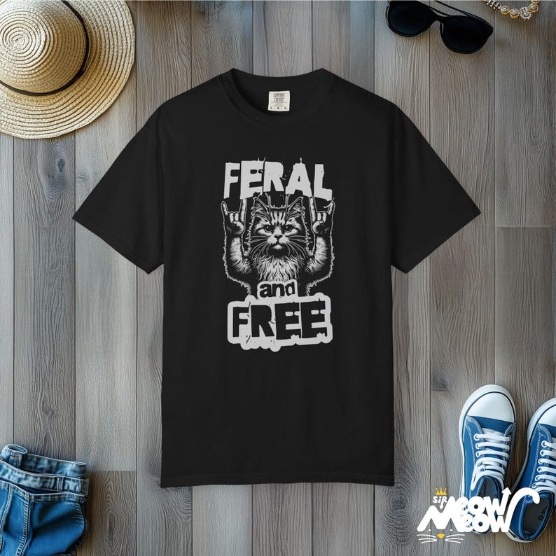 Camiseta de gato salvaje Comfort Colors: divertida camiseta rockera para amantes de los gatos imagen 10