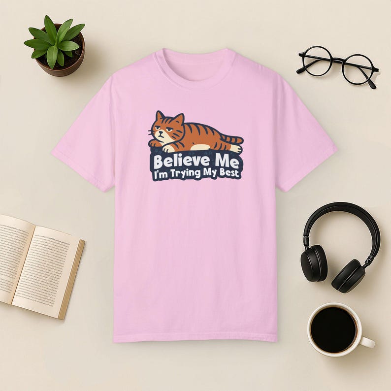 Lazy Cat Comfort Colors T-Shirt: Funny Mental Health Gift Blossom