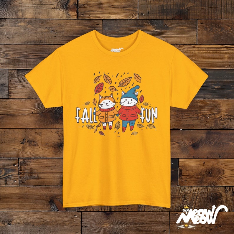 Katzen Herbst T-Shirt, Herbst Unisex T-Shirt Gold