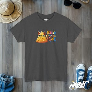 Nacho Average Cat T-Shirt | Funny Cat Pun Tee | Quirky Taco Lover Gift Dark Heather
