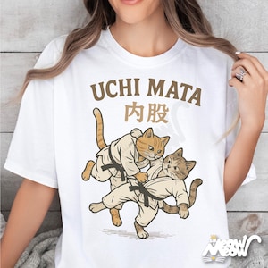 Comfort Colors Judo Cats T-Shirt, Uchi Mata Cat Throw Tee, Funny Martial Arts Shirt, Japanese Cat Gift, Judogi Kitten Fight