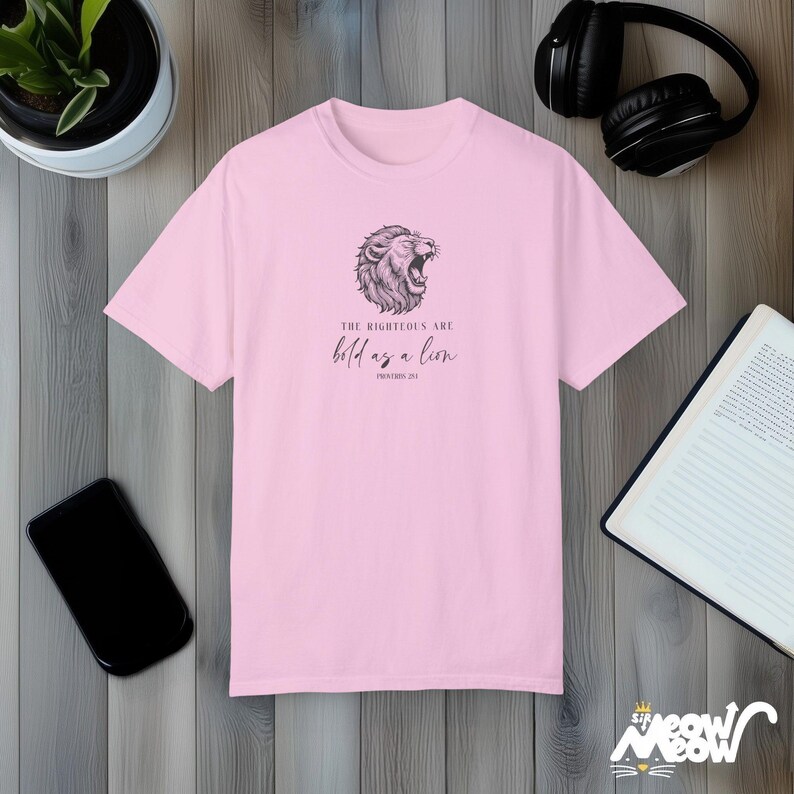 Bold as a Lion Shirt: Comfort Colors Christian Graphic Tee Blossom