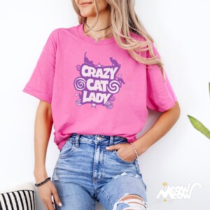 Crazy Cat Lady T-Shirt: Playful Kitty Silhouette, Cat Mom Gift Azalea
